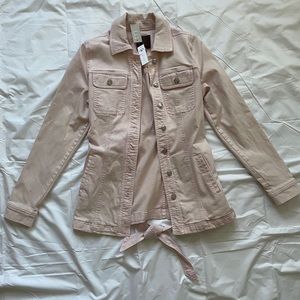 baby pink denim shacket jacket, size small NWT
